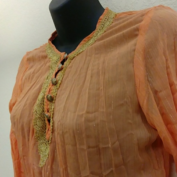 Cache Gauze & Metallic Sheer Blouse - Picture 2 of 8